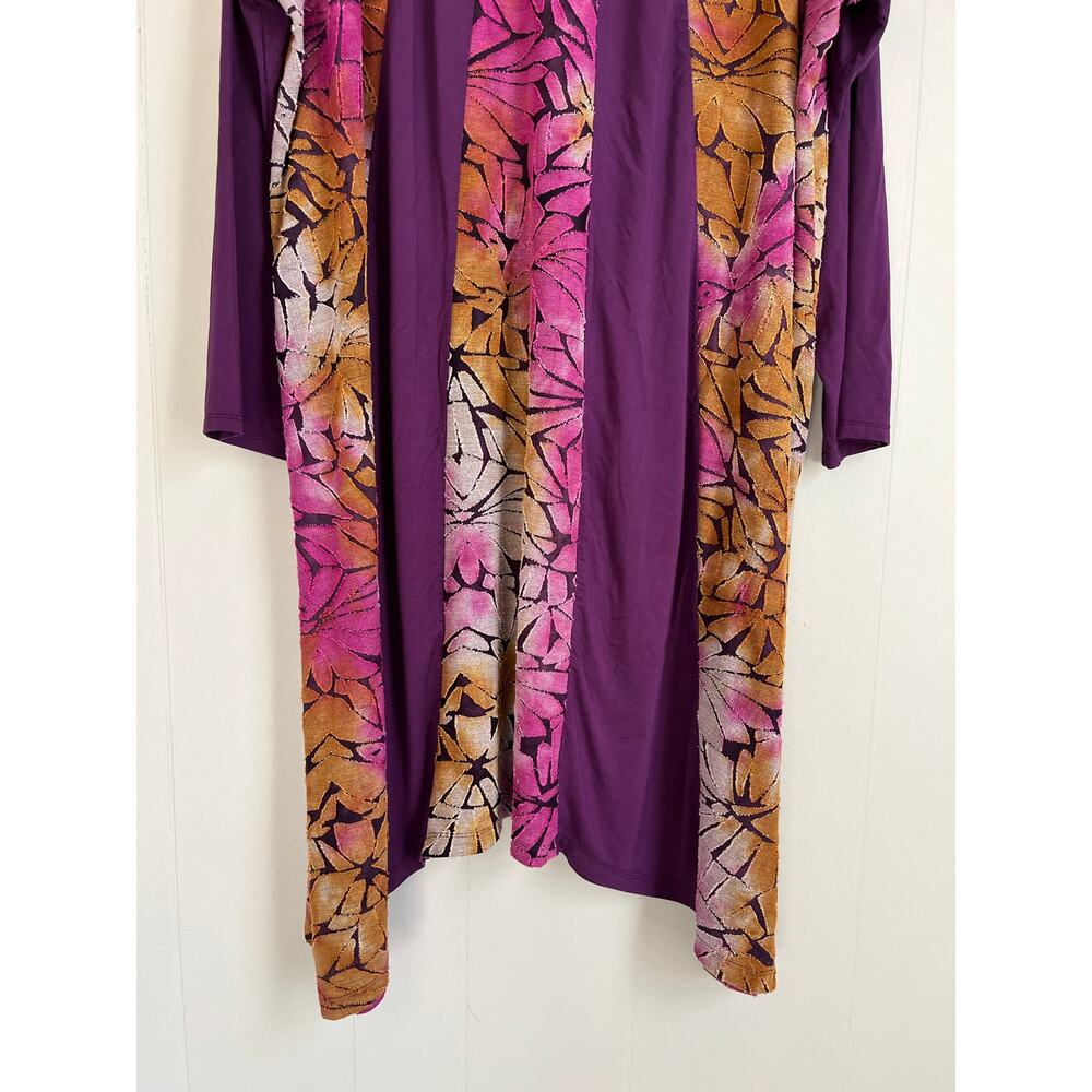 LOGO Lori Goldstein Pieced Jacquard Dress 1X Plus Size Flowy Baggy Asymmetric - Picture 3 of 16